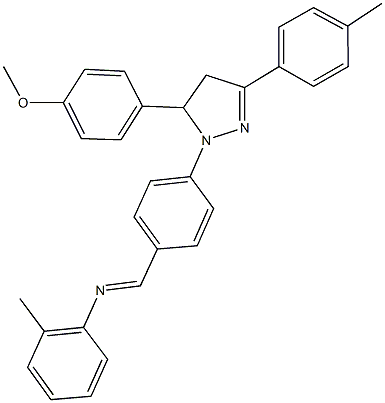 N-{4-[5-(4-methoxyphenyl)-3-(4-methylphenyl)-4,5-dihydro-1H-pyrazol-1-yl]benzylidene}-N-(2-methylphenyl)amine Structure