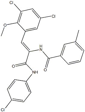 N-[1-[(4-chloroanilino)carbonyl]-2-(3,5-dichloro-2-methoxyphenyl)vinyl]-3-methylbenzamide Structure