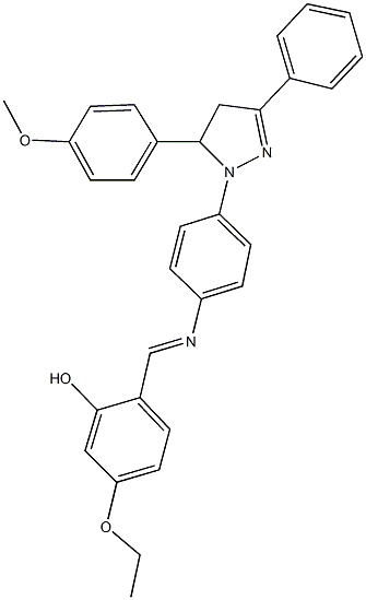 5-ethoxy-2-[({4-[5-(4-methoxyphenyl)-3-phenyl-4,5-dihydro-1H-pyrazol-1-yl]phenyl}imino)methyl]phenol Structure