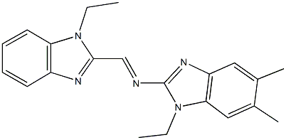 1-ethyl-N-[(1-ethyl-1H-benzimidazol-2-yl)methylene]-5,6-dimethyl-1H-benzimidazol-2-amine 化学構造式