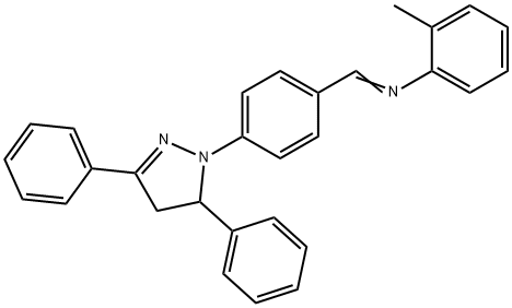 N-[4-(3,5-diphenyl-4,5-dihydro-1H-pyrazol-1-yl)benzylidene]-N-(2-methylphenyl)amine Structure