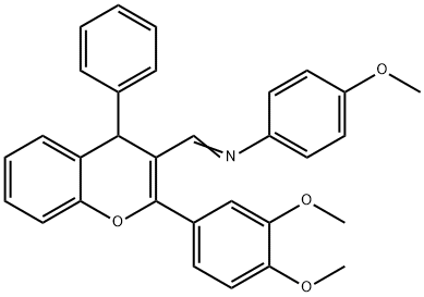 N-{[2-(3,4-dimethoxyphenyl)-4-phenyl-4H-chromen-3-yl]methylene}-N-(4-methoxyphenyl)amine Structure