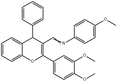 N-{[2-(3,4-dimethoxyphenyl)-4-phenyl-4H-chromen-3-yl]methylene}-N-(4-methoxyphenyl)amine 结构式