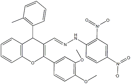 2-(3,4-dimethoxyphenyl)-4-(2-methylphenyl)-4H-chromene-3-carbaldehyde {2,4-bisnitrophenyl}hydrazone Structure