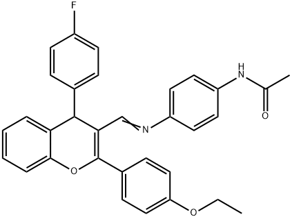 N-[4-({[2-(4-ethoxyphenyl)-4-(4-fluorophenyl)-4H-chromen-3-yl]methylene}amino)phenyl]acetamide Structure