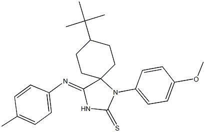 8-tert-butyl-1-(4-methoxyphenyl)-4-[(4-methylphenyl)imino]-1,3-diazaspiro[4.5]decane-2-thione 化学構造式
