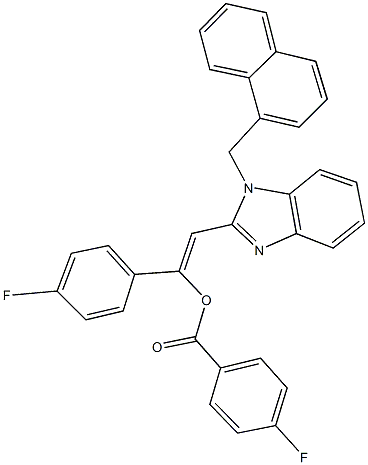 1-(4-fluorophenyl)-2-[1-(1-naphthylmethyl)-1H-benzimidazol-2-yl]vinyl 4-fluorobenzoate Structure