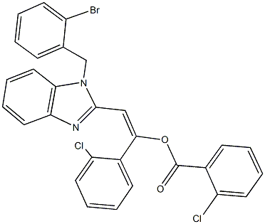 2-[1-(2-bromobenzyl)-1H-benzimidazol-2-yl]-1-(2-chlorophenyl)vinyl 2-chlorobenzoate Structure