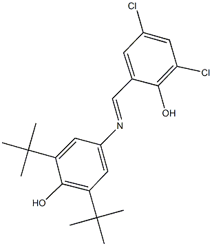 2,6-ditert-butyl-4-[(3,5-dichloro-2-hydroxybenzylidene)amino]phenol 结构式