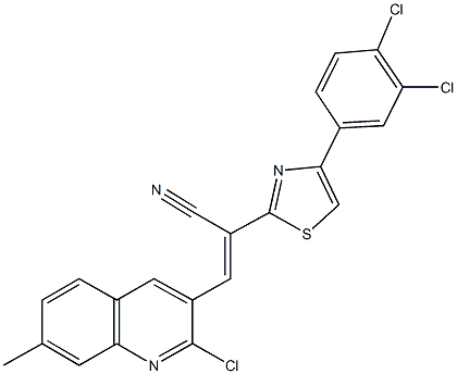 3-(2-chloro-7-methyl-3-quinolinyl)-2-[4-(3,4-dichlorophenyl)-1,3-thiazol-2-yl]acrylonitrile 结构式