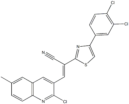 3-(2-chloro-6-methyl-3-quinolinyl)-2-[4-(3,4-dichlorophenyl)-1,3-thiazol-2-yl]acrylonitrile Struktur