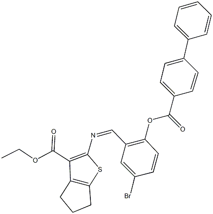 ethyl 2-({2-[([1,1'-biphenyl]-4-ylcarbonyl)oxy]-5-bromobenzylidene}amino)-5,6-dihydro-4H-cyclopenta[b]thiophene-3-carboxylate|