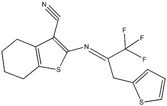 2-{[2,2,2-trifluoro-1-(2-thienylmethyl)ethylidene]amino}-4,5,6,7-tetrahydro-1-benzothiophene-3-carbonitrile|