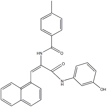 N-[1-[(3-hydroxyanilino)carbonyl]-2-(1-naphthyl)vinyl]-4-methylbenzamide Structure