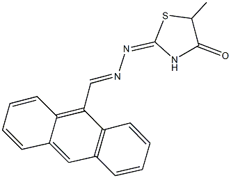 9-anthracenecarbaldehyde (5-methyl-4-oxo-1,3-thiazolidin-2-ylidene)hydrazone,342397-93-7,结构式