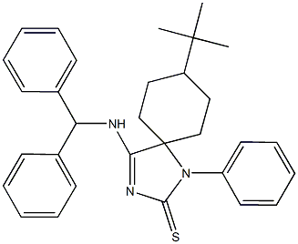 4-(benzhydrylamino)-8-tert-butyl-1-phenyl-1,3-diazaspiro[4.5]dec-3-ene-2-thione,342398-50-9,结构式