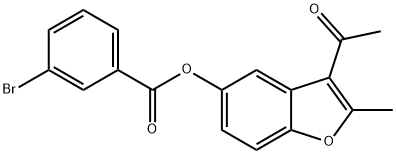 3-acetyl-2-methyl-1-benzofuran-5-yl 3-bromobenzoate Struktur