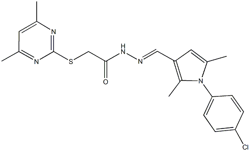 N'-{[1-(4-chlorophenyl)-2,5-dimethyl-1H-pyrrol-3-yl]methylene}-2-[(4,6-dimethyl-2-pyrimidinyl)sulfanyl]acetohydrazide 化学構造式