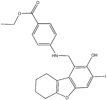 ethyl 4-{[(2-hydroxy-3-iodo-6,7,8,9-tetrahydrodibenzo[b,d]furan-1-yl)methyl]amino}benzoate 结构式