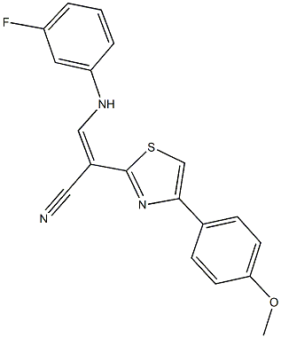 3-(3-fluoroanilino)-2-[4-(4-methoxyphenyl)-1,3-thiazol-2-yl]acrylonitrile 化学構造式