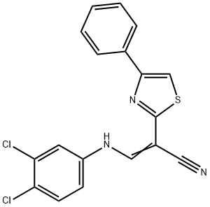 3-(3,4-dichloroanilino)-2-(4-phenyl-1,3-thiazol-2-yl)acrylonitrile 化学構造式