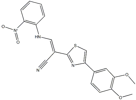 2-[4-(3,4-dimethoxyphenyl)-1,3-thiazol-2-yl]-3-{2-nitroanilino}acrylonitrile Structure