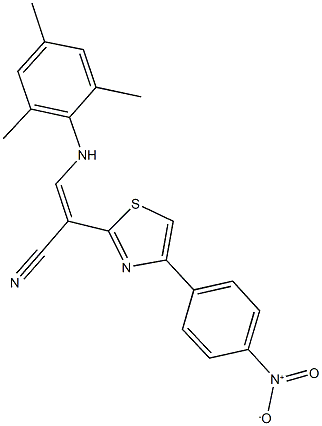 2-(4-{4-nitrophenyl}-1,3-thiazol-2-yl)-3-(mesitylamino)acrylonitrile Struktur