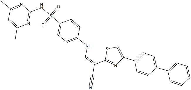 342592-95-4 4-{[2-(4-[1,1'-biphenyl]-4-yl-1,3-thiazol-2-yl)-2-cyanovinyl]amino}-N-(4,6-dimethyl-2-pyrimidinyl)benzenesulfonamide