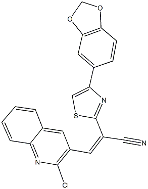 2-[4-(1,3-benzodioxol-5-yl)-1,3-thiazol-2-yl]-3-(2-chloro-3-quinolinyl)acrylonitrile Structure