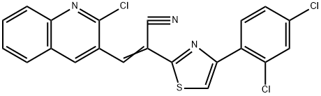 3-(2-chloro-3-quinolinyl)-2-[4-(2,4-dichlorophenyl)-1,3-thiazol-2-yl]acrylonitrile,342593-22-0,结构式