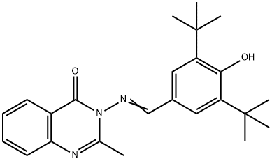 3-[(3,5-ditert-butyl-4-hydroxybenzylidene)amino]-2-methyl-4(3H)-quinazolinone 结构式