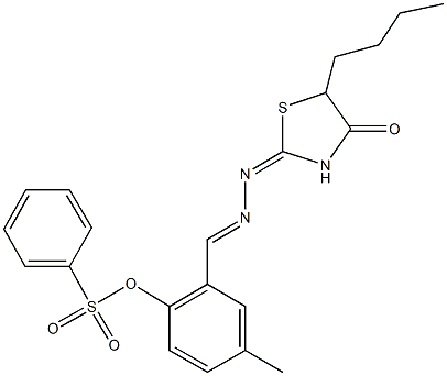 2-[2-(5-butyl-4-oxo-1,3-thiazolidin-2-ylidene)carbohydrazonoyl]-4-methylphenyl benzenesulfonate Structure