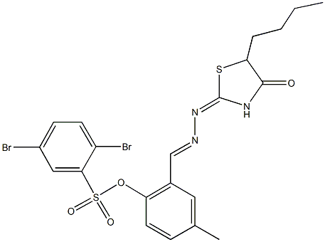 2-[2-(5-butyl-4-oxo-1,3-thiazolidin-2-ylidene)carbohydrazonoyl]-4-methylphenyl 2,5-dibromobenzenesulfonate Structure