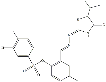 2-[2-(5-isopropyl-4-oxo-1,3-thiazolidin-2-ylidene)carbohydrazonoyl]-4-methylphenyl 3-chloro-4-methylbenzenesulfonate 结构式