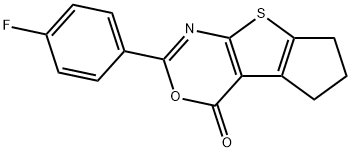 2-(4-fluorophenyl)-6,7-dihydro-4H,5H-cyclopenta[4,5]thieno[2,3-d][1,3]oxazin-4-one 结构式