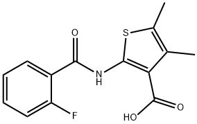 2-[(2-fluorobenzoyl)amino]-4,5-dimethyl-3-thiophenecarboxylic acid,342594-89-2,结构式