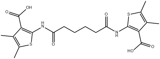 2-({6-[(3-carboxy-4,5-dimethyl-2-thienyl)amino]-6-oxohexanoyl}amino)-4,5-dimethyl-3-thiophenecarboxylic acid,342595-02-2,结构式