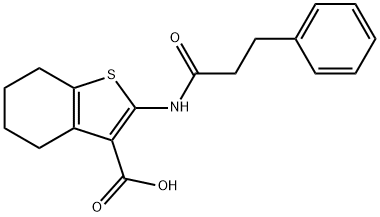 2-[(3-phenylpropanoyl)amino]-4,5,6,7-tetrahydro-1-benzothiophene-3-carboxylic acid 化学構造式