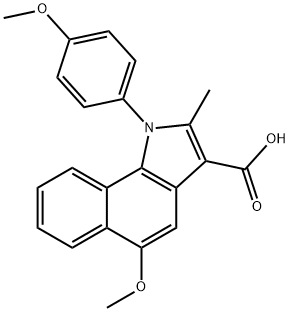 5-methoxy-1-(4-methoxyphenyl)-2-methyl-1H-benzo[g]indole-3-carboxylic acid Struktur