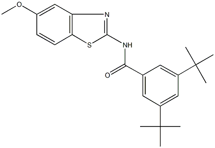 3,5-ditert-butyl-N-(5-methoxy-1,3-benzothiazol-2-yl)benzamide 结构式