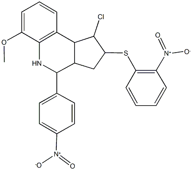 342649-00-7 1-chloro-4-{4-nitrophenyl}-2-({2-nitrophenyl}sulfanyl)-6-methoxy-2,3,3a,4,5,9b-hexahydro-1H-cyclopenta[c]quinoline