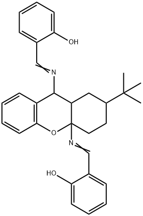 2-[({2-tert-butyl-4a-[(2-hydroxybenzylidene)amino]-2,3,4,4a,9,9a-hexahydro-1H-xanthen-9-yl}imino)methyl]phenol Structure