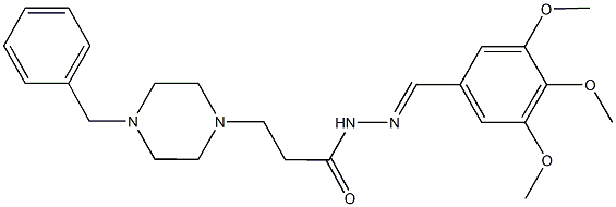 3-(4-benzyl-1-piperazinyl)-N'-(3,4,5-trimethoxybenzylidene)propanohydrazide Struktur