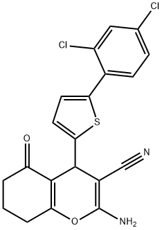 2-amino-4-(5-(2,4-dichlorophenyl)thien-2-yl)-5-oxo-5,6,7,8-tetrahydro-4H-chromene-3-carbonitrile,342779-81-1,结构式