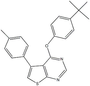 4-tert-butylphenyl 5-(4-methylphenyl)thieno[2,3-d]pyrimidin-4-yl ether 化学構造式