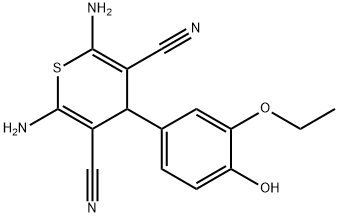 2,6-diamino-4-(3-ethoxy-4-hydroxyphenyl)-4H-thiopyran-3,5-dicarbonitrile 结构式