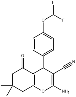 2-amino-4-[4-(difluoromethoxy)phenyl]-7,7-dimethyl-5-oxo-5,6,7,8-tetrahydro-4H-chromene-3-carbonitrile Struktur