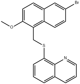 8-{[(6-bromo-2-methoxy-1-naphthyl)methyl]sulfanyl}quinoline 化学構造式