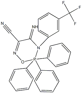 4-imino-2,2,2-triphenyl-3-[3-(trifluoromethyl)phenyl]-3,4-dihydro-2H-1,3,6,2lambda~5~-oxadiazaphosphinine-5-carbonitrile 化学構造式