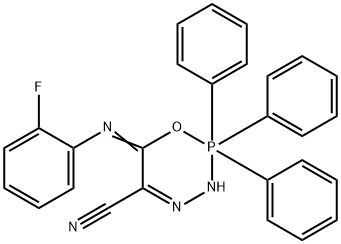 6-[(2-fluorophenyl)imino]-2,2,2-triphenyl-3,6-dihydro-2H-1,3,4,2lambda~5~-oxadiazaphosphinine-5-carbonitrile 化学構造式